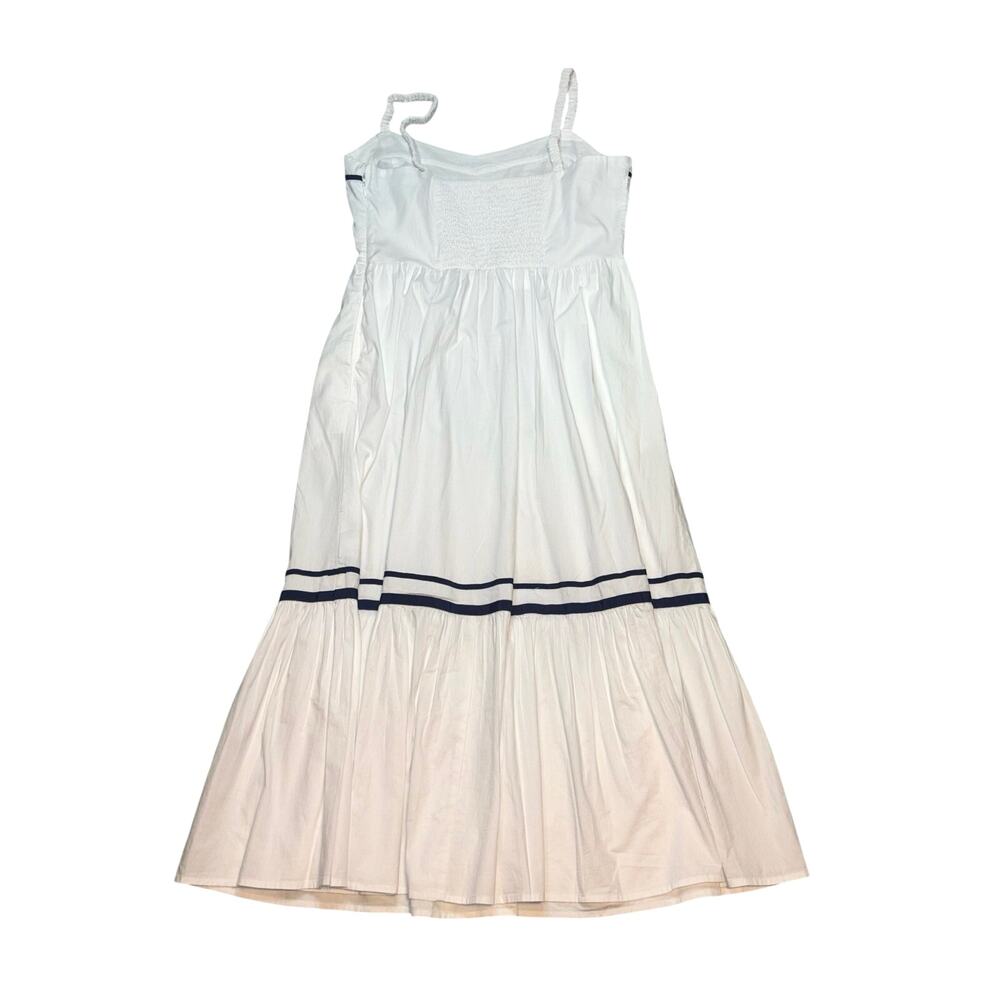 J.Crew Factory White Nautical Midi Dress Size 2 Corset Bodice Cotton Pockets NWT - Picture 4 of 7
